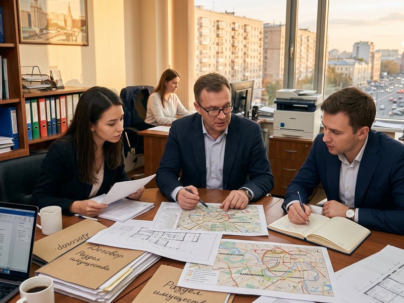 Команда юристов ГКЗГ обсуждает стратегию защиты прав собственности в офисе в Москве